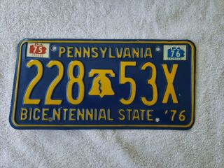 Gr8 1976 Pennsylvania License Plate Tag Number 22 8 53x Vintage Pa Bicentennial