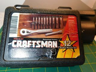 Vtg.  " G " Series 12 Piece Craftsman 34781 1/4 " Sae 6point Deep Socket Wrench Set