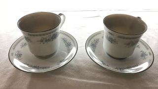 Vintage Fine China Of Japan Christine,  2 Footed Coffee Cups And Saucers
