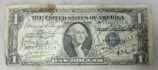 Ww2 Vintage Short Snorter $1 One Dollar Silver Certificate Note 1935e