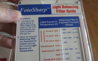 4 vtg FotoSharp photography guide/calculators in plastic,  light,  DOF,  filters & 3