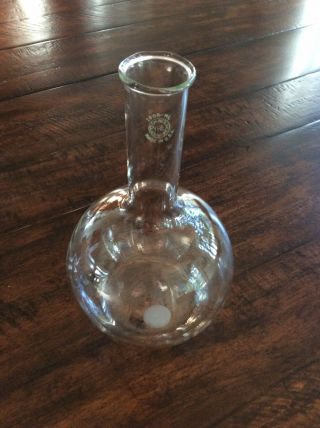 Vintage Pyrex 1000ml Flasks Round Beaker Science Lab 1000 Ml W Rubber Stopper