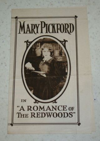 Vintage Program Mary Pickford In " A Romance Of The Redwoods " At Strand Theatre
