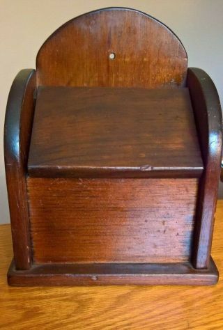 Vintage Handmade Wooden Recipe Box With Hinged Lid And Wall Hanging Ability