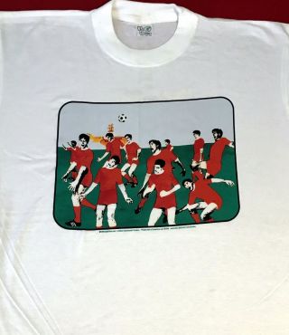 Vintage Beatles 30th Anniversary Yellow Submarine Red Team Soccer T - Shirt Xl