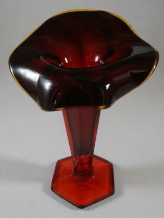 Vintage Westmoreland Ruby Red Jack In The Pulpit Bud Vase 6 5/8” Tall