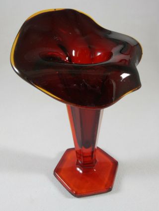 Vintage Westmoreland Ruby Red Jack in The Pulpit Bud Vase 6 5/8” Tall 2