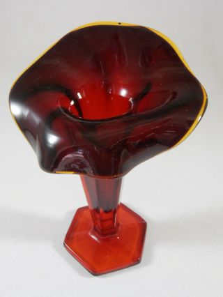Vintage Westmoreland Ruby Red Jack in The Pulpit Bud Vase 6 5/8” Tall 5