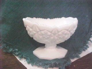 Vintage Kemple Milk Glass Short Compote Toltec Pattern Flawless
