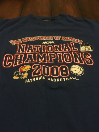Vintage Ku Kansas Jayhawks 2008 National Champions Gear For Sports T - Shirt Sz M