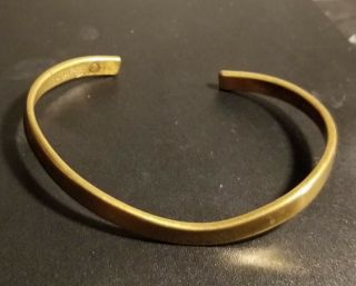Vintage Sergio Lub California Brass Wavy Design Cuff Bracelet,  Signed,  Shiny