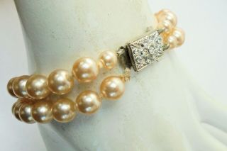 Gorgeous long vintage hand knotted pearl necklace,  2 row bracelet 3