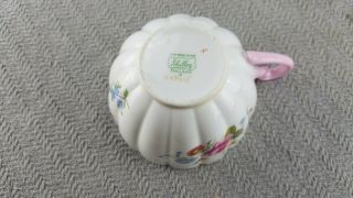 Vintage Shelley England Dainty Floral Rose White Porcelain Cup & Saucer Set 4