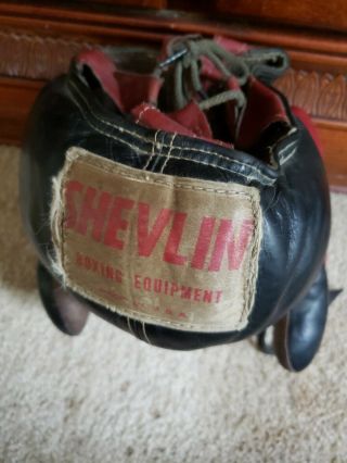 VTG 1950 ' s SHEVLIN BOXING EQUIPMENT Headgear Head Protector Leather Made in USA 2