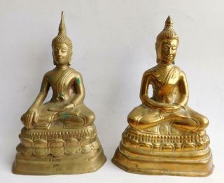 A Fine Vintage Brass Buddha Statues Bhumisparsha And Dhyani Mudras