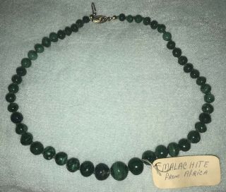 Vintage Malachite Necklace With Graduated Beads