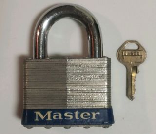 Large Vintage Master Lock No.  15 Heavy Duty Padlock With Key - Hardened Steel