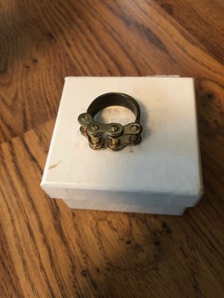 Vintage Maison Martin Margiela Bicycle Chain Ring Gold Tone W/ Box Made In Italy