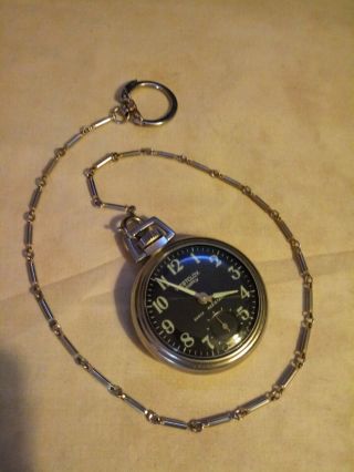 Vintage Westclox Scotty Pocket Watch Runs Open Face Black Dial Made In Usa