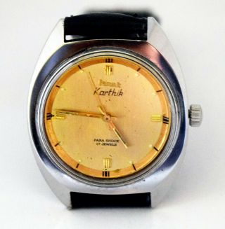 Rare Restored Hmt Karthik Mechanical Hand Winding 17 J Men Wrist Watch