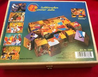 Vintage Wooden German Block Puzzle Disney Dumbo Mickey Mouse Donald Duck