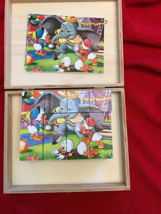 VINTAGE WOODEN GERMAN BLOCK PUZZLE Disney Dumbo Mickey Mouse Donald Duck 2