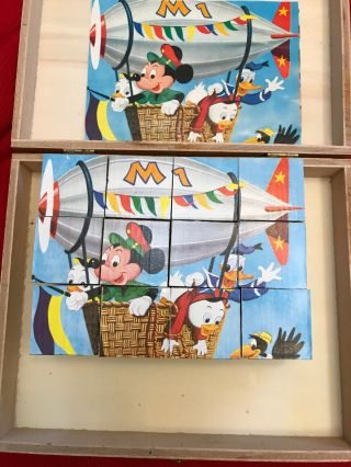 VINTAGE WOODEN GERMAN BLOCK PUZZLE Disney Dumbo Mickey Mouse Donald Duck 3