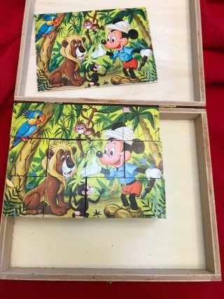 VINTAGE WOODEN GERMAN BLOCK PUZZLE Disney Dumbo Mickey Mouse Donald Duck 5