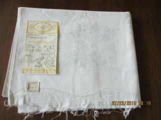 Vintage Pillow Tubing Stamped For Embroidery & Crochet Trim Floral Bouquet
