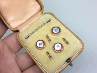 Antique Vintage 9ct Rolled Gold Jewellery Cufflinks/studs/buttons & Case