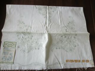 Vintage Pillow Tubing Stamped For Embroidery & Crochet Trim Allover Floral