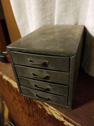 Vintage Metal 4 Drawer Box Storage Jewelry Box Filing Box Tool Box Tin Box