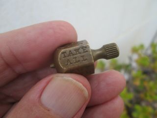Small Vintage WW1 Brass Soldiers Trench Six Sided Put And Take Gambling Spinner 5