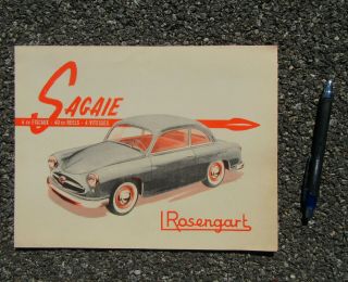 Vintage Rosengart Sagaie Brochure Printed In France Circa 1954