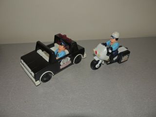 Vintage Fisher Price Husky Helpers Police Car And Motorcycle