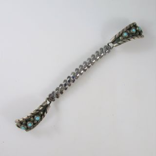 Southwest Turquoise Expansion Wristwatch Band Vintage Silver & Stainless 10.  7g