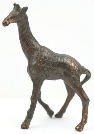 Vintage Cast Bronze Miniature 2.  75 " Giraffe Made In Japan Toy Figurine