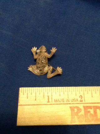 Vintage Sterling Silver 925 Marcasite Frog Pin