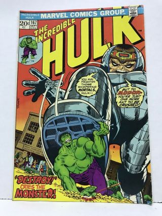 The Incredible Hulk 167 Sep1973 Collectors Grade Marvel Unread Avengers Vintage