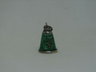 Vintage Siam Dancer Sterling Silver Green Enameled Bell Charm