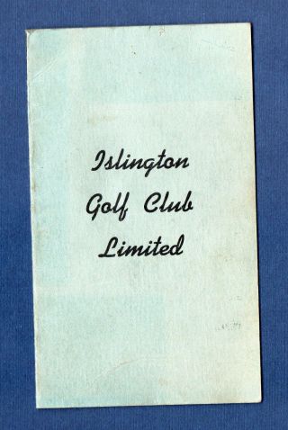 Vintage Stymie Scorecard Islington Golf Club Limited,  Ont.  Dated 1947 Est.  1923