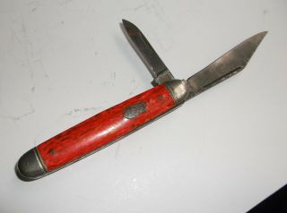 Vintage Hammer Brand 2 Blade 3” Pocket Knife Pat 2170537 Ca1940 Flaming Red