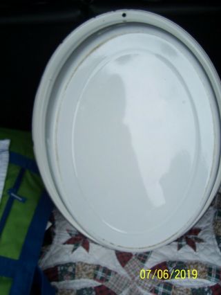 Vtg/Antq Large White Enamel Porcelain Baby Bath Tub Wash Basin Bowl Pan Blk Rim 2