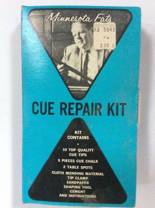 Vintage Old Pool Cue Tip Repair Kit With Box Minnesota Fats