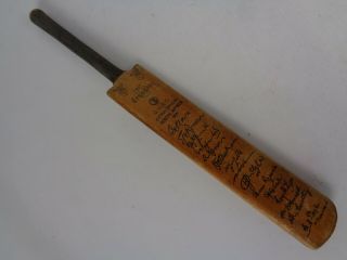 Vtg.  Autographed Crusader Miniature Cricket Bat " Extra Special South Africa 1951 "