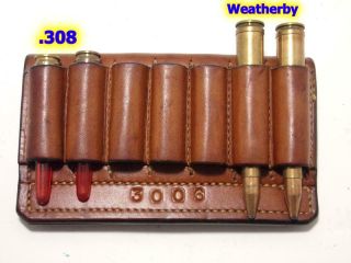 Vintage Faust Leather Rifle 7 Cartridge Belt Slide Case For 30.  06 300 Weatherby