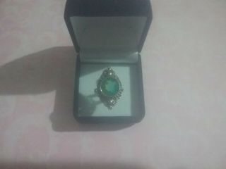 925 Silver Yellow Green Bi Colour Tourmaline Vintage Ring Sz Us8 Ukp