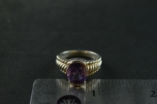 Vintage Sterling Silver Etched Purple Stone Oval Ring - 5g 5