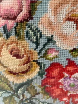 Lovely vintage floral needlepoint picture in frame 2