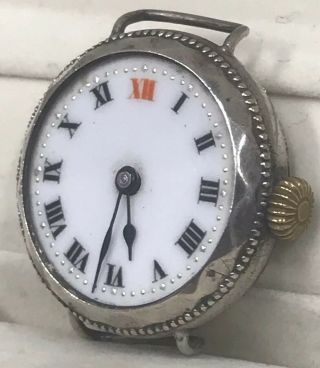 Vintage Antique 1924 Post Ww1 Trench Military Style Watch Officers Silver 925